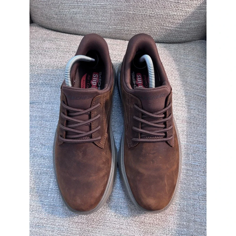 Skechers Hands Free Slip-ins Arch‎ Fit Brown Leather Shoes 205511 Mens 8